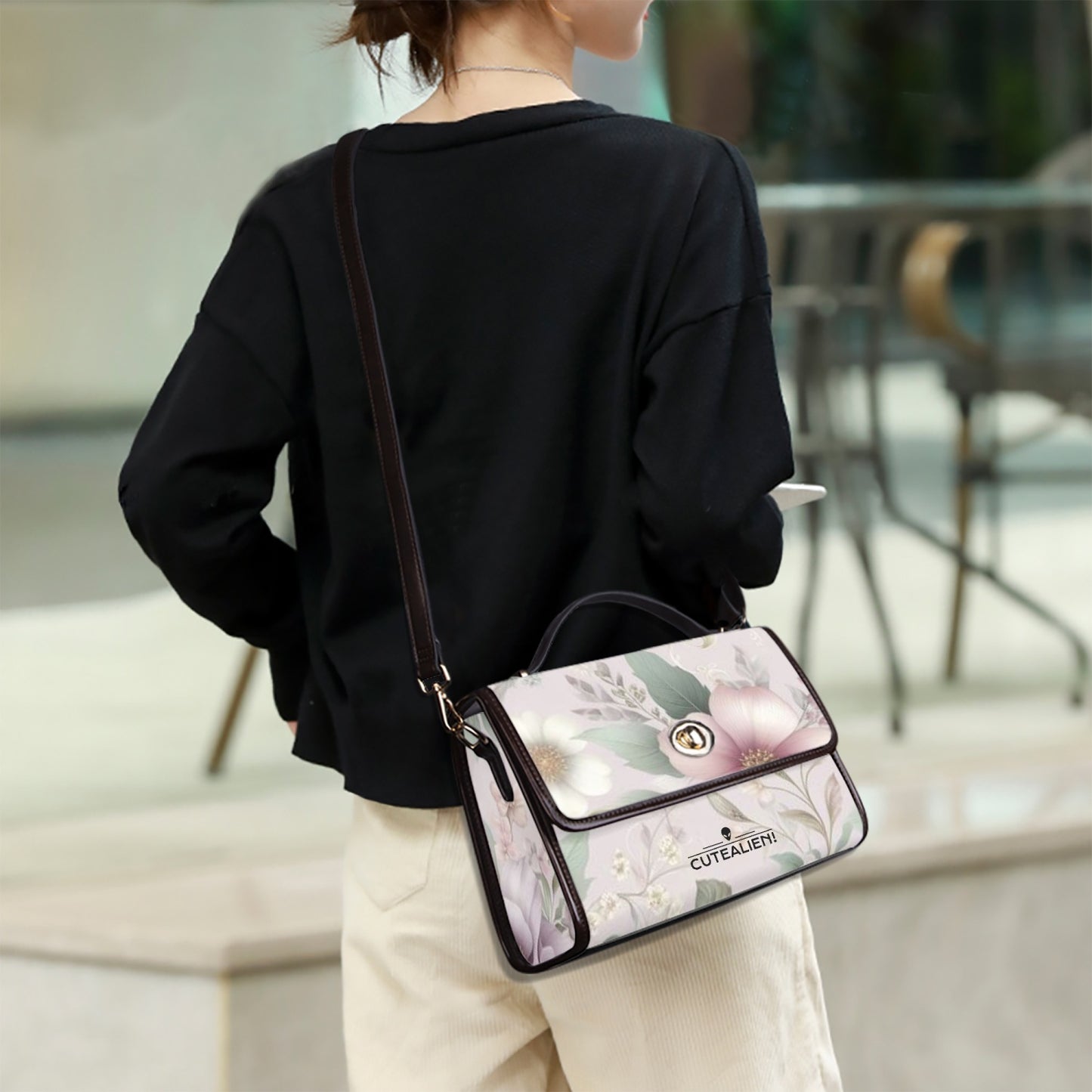 768. Leather Flap Satchel Bag
