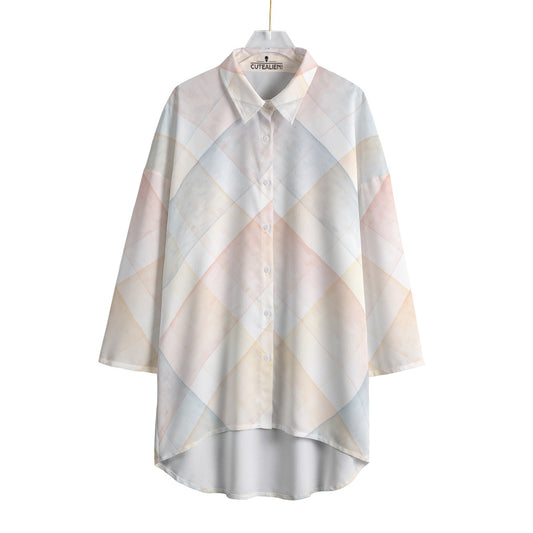 All-Over Print Women's Chiffon Shirt With Elbow Sleeve