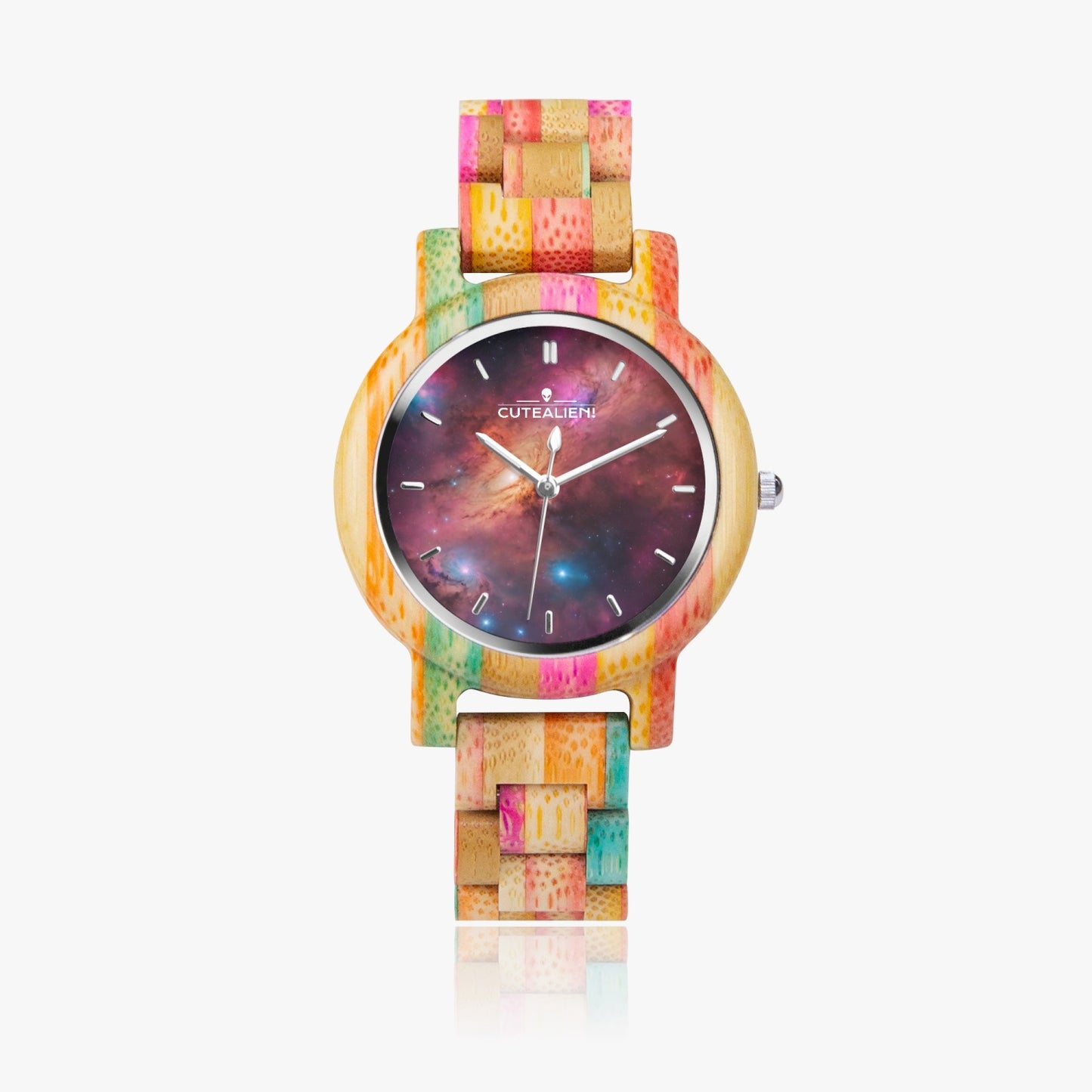 Camouflage Wooden Watch - Green&Pink