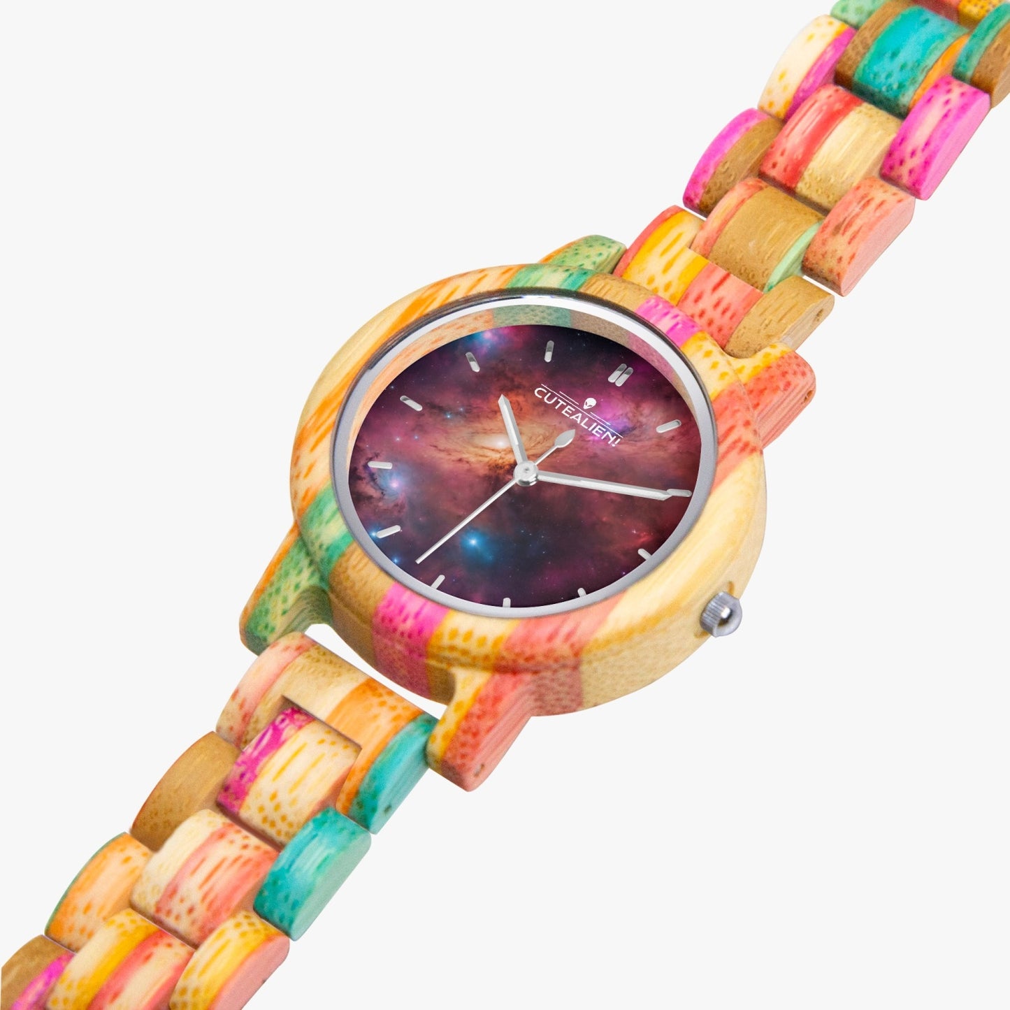 Camouflage Wooden Watch - Green&Pink