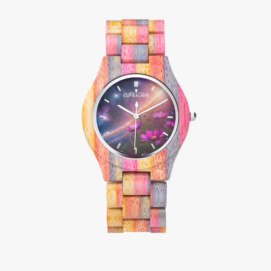 Camouflage Wooden Watch - Grey&Pink