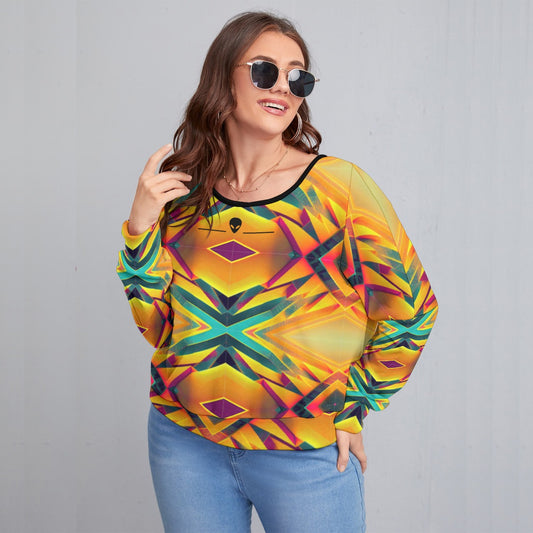 Women's Backless Sweatshirt With Bat Sleeve(Plus Size)